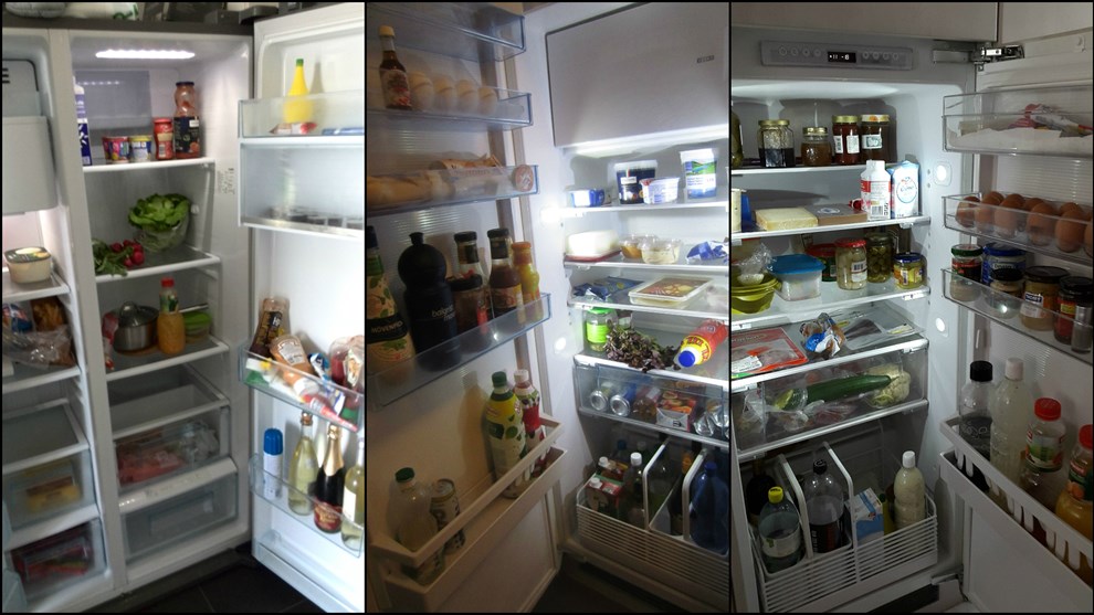 Die Kühlschränke von Marion (links), Eva (Mitte) und Jaqueline (rechts) - welcher wohl in der Analyse von Barbara Hirschi am besten wegkommt?